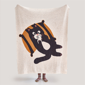 Accepter personnalisé 100% polyester mignon chat Jacquard tricoté couverture pour la décoration de la maison cadeau couverture en microfibre OEKO-TEX <span class=keywords><strong>LGL</strong></span> - Product Image 1