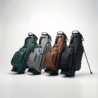 Tas Golf Stand Kulit PU Kustom Tahan Air Ringan Portabel Multi Kantong Logo Kustom Latihan Lapangan Perjalanan