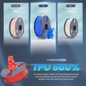 Filament SUNLU TPU 95A 0,5 kg 1,75 mm pour imprimante 3D, haute élasticité, résistant à la chaleur, livraison rapide, options multicolores - Product Image 4