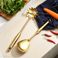 Ensemble d'ustensiles de cuisine en acier inoxydable poli miroir résistant à la chaleur, 7 pièces, avec louche et support pour outils de cuisine