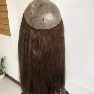 Lady Hair PU Toupee Unsichtbarer Haaransatz Europäische Jungfrau Nagel haut Ausgerichtet Poly Dünne Haut Lang Braun Echthaar Topper Günstige Preise