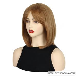 Peluca FH P13845 de 12 Pulgadas, Color Marrón, Fibra Sintética de Alta Calidad con Flequillo - Product Image 4