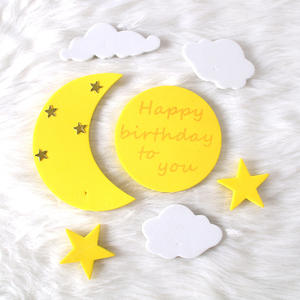 Lune Nuage Étoiles Cupcake Topper <span class=keywords><strong>Anniversaire</strong></span> Gâteau Ornements pour Baby Shower Party Décorations <span class=keywords><strong>EVA</strong></span> - Product Image 4