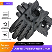 Guantes de Ciclismo de Piel de Oveja Genuina para Hombre con Logotipo Personalizado - Guantes de Cuero para Montar con Pantalla Táctil Antideslizante y Dedos Completos para Deportes al Aire Libre