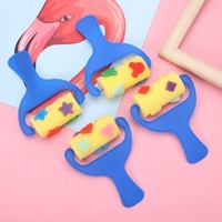 Stock poignée en plastique grande fronde décalcomanies éponge rouleau timbre 4 pièces ensemble grande fronde décalcomanies éponge brosse Art fournitures