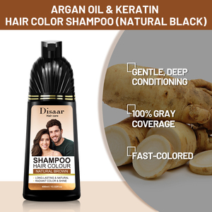 Shampoo Colorante al Ginseng Disaar con Olio di Argan e Cheratina, <span class=keywords><strong>Senza</strong></span> <span class=keywords><strong>Ammoniaca</strong></span>, Non Macchia, Condizionamento Profondo, Crema Colorante Rapida per Capelli Castani - Product Image 3