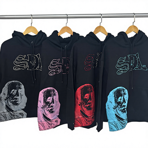 Sweat-shirts à capuche ODM SDL avec diamants, style hip-hop, personnalisés, hiver, respirants, décontractés, 100% coton, unisexe, avec poche - Product Image 4