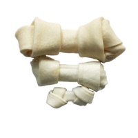 Os en cuir brut blanchis pour chiens, friandises pour animaux de compagnie, friandises pour chiens en cuir de vache, os noués en cuir de vache