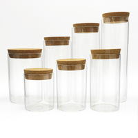 Bocaux en verre personnalisables avec étiquettes pour épices, thé, conserve, rangement de cuisine, conteneurs alimentaires vides, bonbons, biscuits, avec bouchon en liège