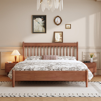 Lit en bois massif chambre principale nordique moderne simple lit double king style rétro français cadre de lit queen de 1.8m