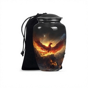 Urnas Funerarias de Aluminio con Diseño de Fénix para Cenizas de Adultos, con Bolsa de Terciopelo Gratis - Product Image 1