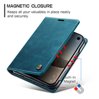 Étui de téléphone rétro CaseMe pour iPhone Duo avec étui à rabat magnétique pour carte de crédit pour iPhone Duo
