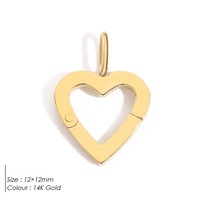 Attaches à clipser ouvrables pour breloques, fermoirs pliables plaqués or, petites tailles, anneaux à ressort ronds en forme de cœur pour la création de bijoux DIY