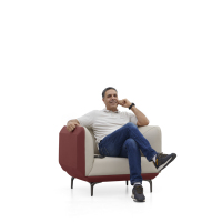 Fauteuil d'appoint carré minimaliste en cuir, couleur unie, pour bureau et espace commercial – Vente en gros