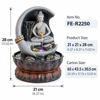 Fontaine d'eau Bouddha d'intérieur, décoration zen en forme de croissant de lune avec LED colorées pour la maison et le bureau