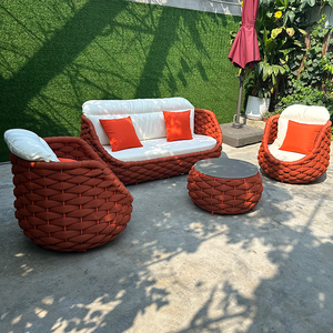 Juecheng เซ็ตโซฟาหวายแบบเชือกสานดีไซน์แบบนอร์ดิกสำหรับสวนกลางแจ้งเฟอร์นิเจอร์ลานโซฟากลางแจ้ง - Product Image 5