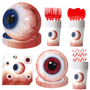 Halloween Eyeball Party Supplies <b>Paper</b> Plates Cups <b>Tablecloths</b> Decorations Birthday Theme Indoor Use - Product Image 4