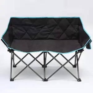 Chaises de camping doubles pliantes portables causeuse avec porte-gobelet 2 sac de transport robuste chaise inclinable pliable