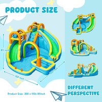 FBSPORT Combo Château Gonflable Commercial avec Toboggan Aquatique et Sec, Équipement de Jeu Intérieur Tropical pour Enfants