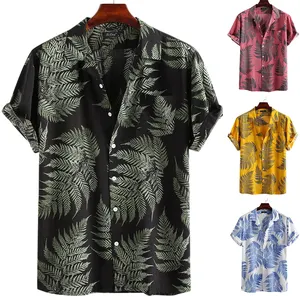 Chemises d'été 2022 pour hommes 100% coton Chemise d'été vintage boutonnée Chemises hawaïennes pour hommes