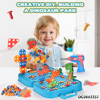 228 pièces bricolage bloc de construction 3d vis puzzle boîte dinosaure assemblage jouets avec perceuse