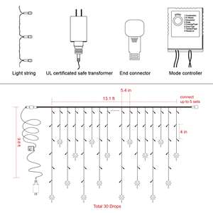 <span class=keywords><strong>ALADINO</strong></span>-Cadena de luces LED USB para interior/exterior, guirnalda de carámbanos con goteo de hadas, IP44, decoraciones de estrellas de jardín para fiestas navideñas - Product Image 6