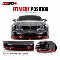 ZESON Serat Karbon Asli AD V1 Style Front Bumper Lip Splitter untuk BMW M3 F80 M4 F82 F83 Competition 2014-2018