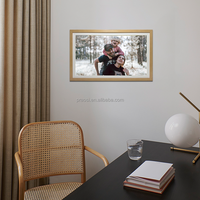 Bingkai foto Digital, rangka foto Digital HD IPS layar sentuh Pro kayu dengan fitur WiFi, Frame foto dinding putar otomatis, Frameo Video foto