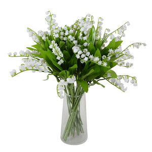 Fleurs artificielles en soie et plastique, lys de la vallée blancs, décorations de mariage, accessoires de bouquet, décoration de la maison - Product Image 5