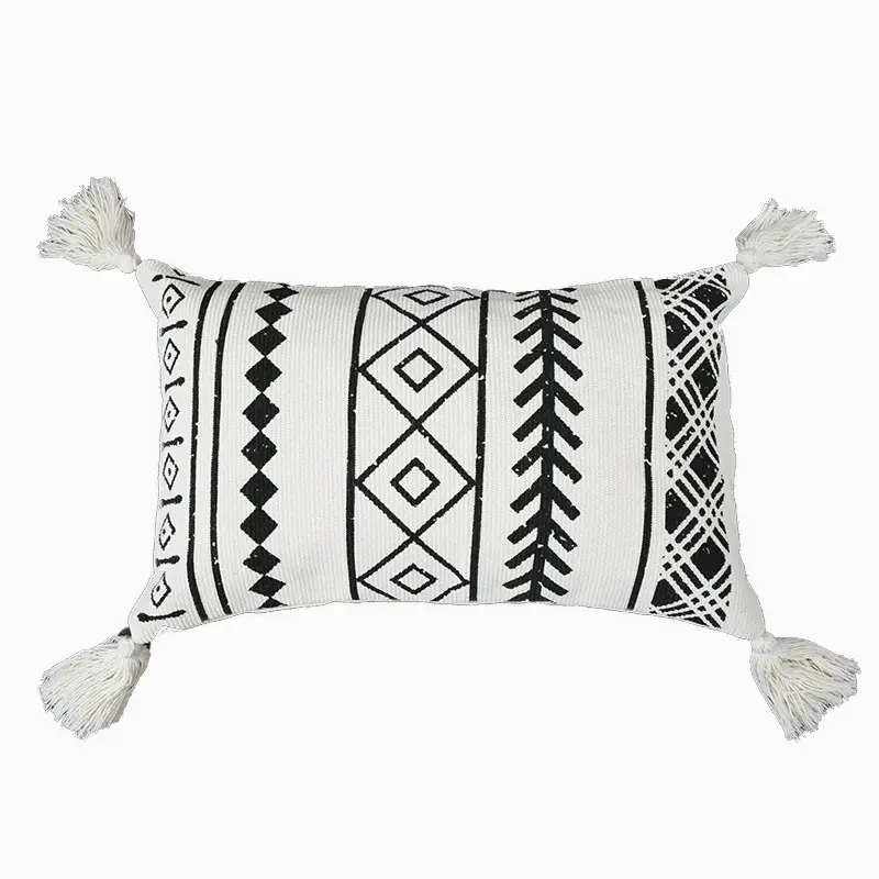 Amazon Hot Selling White And Black Stripe Design Decorative Cushion Covers Throw Pillow