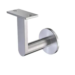 custom Stainless Steel Handrail Wall Bracket Gamma Quasar Mounting Surface Wood or Sheet Rock by Inline Design
