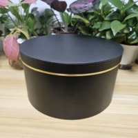 Kotak Kertas Bulat 5 Buah Warna Solid Desain Baru, Kotak Bunga Abadi Besar Hitam dari Karton untuk Hari Valentine