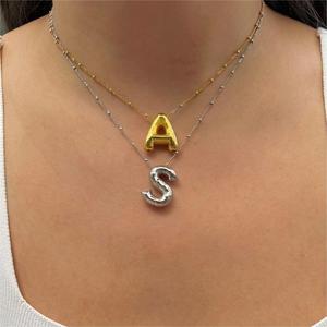 Personnalisé Or Rempli Chunky Bulle Alphabet Lettre Collier Bijoux Personnalisé 3D Ballon Initial Pendentif Collier Pour Les Femmes <span class=keywords><strong>Gif</strong></span> - Product Image 4