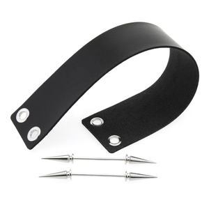 قلادة جلدية بتصميم هاراجوكو مع مسامير معدنية، سلسلة عنق جلدية بأسلوب روك وشخصية مميزة - Product Image 4