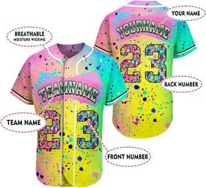 Impresión por sublimación Diseños personalizados Camuflaje universitario Uniformes de béisbol transpirables Diseño 3D Jersey de Softbol Juvenil - Product Image 2