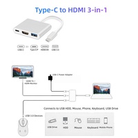 3-in-1 Typ C/Thunderbolt 3 zu 4K HD USB 3.0 & USB-C Hub Adapter/Konverter