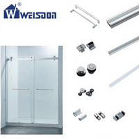 Weisdon Ensemble complet de salle de douche sans cadre en acier inoxydable Accessoires de porte de douche sans verre