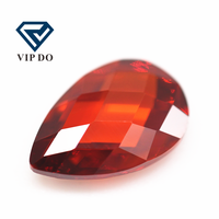 3*5mm-10*14Mm Buah Pir Merah Oranye/Oranye Papan Pemeriksa Ganda Potong Kubik Zirkonia Batu Permata Longgar Kisi Sintetis Potong Bentuk Pir Batu CZ