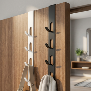 Minimalist Metal Wall Mounted Storage <b>Rack</b> With Double Tier Hooks For <b>Clothing</b> Behind Doors Or On Walls - Product Image 6