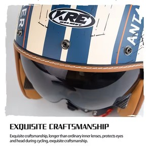 Casques de <span class=keywords><strong>moto</strong></span> vintage à visage ouvert quatre saisons avec visière solaire, homologués DOT, <span class=keywords><strong>casque</strong></span> de <span class=keywords><strong>moto</strong></span> jet rétro, casques de sécurité à visage ouvert - Product Image 6