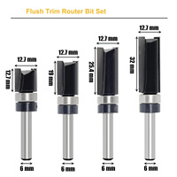 Lot de 4 fraises à roulement pour défonceuse, queue de 6 mm, diamètre de coupe de 12,7 mm, pour fraisage et ébavurage du bois