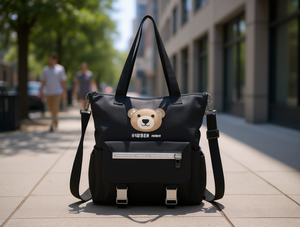 Borsa a tracolla HOBEN con stampa orso, in tessuto composito impermeabile, con tasca frontale con cerniera, per uso quotidiano, tutte le stagioni - Product Image 2