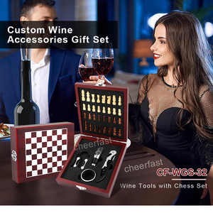 Bộ dụng cụ pha chế rượu bán chạy nhất gồm 4 món, kèm bộ rót rượu hình cờ vua, hộp gỗ, quà tặng - Product Image 6