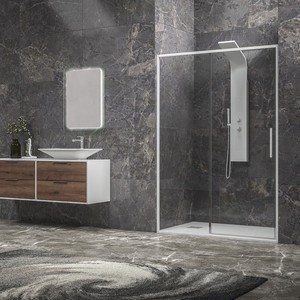 Kamalu KLA4000B moderna porta doccia scorrevole 120 cm colore bianco 6 mm altezza vetro 200h 10mm telaio in alluminio per bagno Hotel - Product Image 2