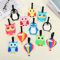 Étiquette de bagage créative en PVC souple pour enfants, motif animal de dessin animé, étiquette nominative pour valise, pendentif d'identification, sangle anti-perte