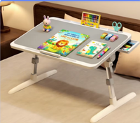 Table de lit pliable et réglable en hauteur pour ordinateur portable, bureau inclinable avec tiroir de rangement latéral, idéal pour l'étude et l'écriture des enfants, pour canapé et dortoir