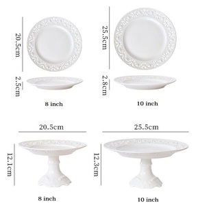 Plats en céramique creux gaufrés européens Assiettes blanches Plateau de service à dessert en porcelaine <span class=keywords><strong>Assiette</strong></span> de petit déjeuner <span class=keywords><strong>Assiette</strong></span> à salade <span class=keywords><strong>Assiette</strong></span> à steak - Product Image 2