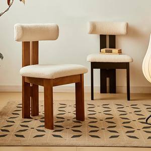 Silla de Comedor de Madera Maciza, Nogal, Piel de Cordero Blanca, Cómoda, para Oficina en Casa, Uso Adulto - Product Image 4