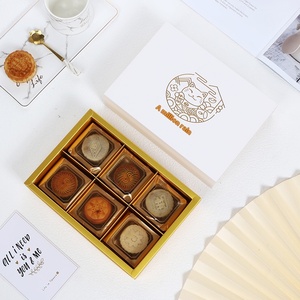 Confezione Regalo di Lusso per Mooncake al Tuorlo d'Uovo, 6 Pezzi, Scatola Quadrata 80g, con Manico, Riciclabile, per Festival di Metà Autunno, Snow Mei - Product Image 3