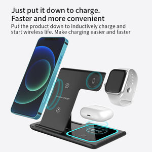 Organisateur <span class=keywords><strong>de</strong></span> bureau pour ordinateur portable avec chargeur sans fil 3 en 1 pour iPhone 15 14 13 Pro Max Watch, <span class=keywords><strong>charge</strong></span> rapide 15W, support <span class=keywords><strong>de</strong></span> téléphone - Product Image 4